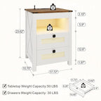 FREDEES Nightstand Set 2 with Gun Drawer, Bed Side Table with Charging Station - Image 2