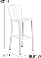 Flash Furniture Commercial Grade 30" High White Metal Indoor-Outdoor Barstool - Image 3
