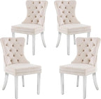 KCC Velvet Dining Chairs Set of 4, Upholstered High-end Tufted Dining Room Chair by KCC