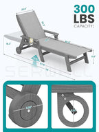 SERWALL Textilene Patio Chaise Lounge Chair, 5 Positions Adjustable Outdoor - Image 3