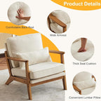 Karl home Accent Chair Wide Armrest Mid-Century Lounge Chair Linen Fabric - Image 3