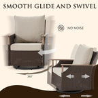 MELLCOM Patio Swivel Glider Rocker Chairs Set Wicker 5 Piece Patio Furniture - Image 3