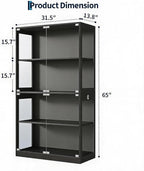IDEALHOUSE Glass Display Cabinet 4-Tier, Curio Cabinets - Image 2