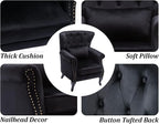 Set of 2 Mid-Century Modern Accent Chair, Velvet Armchair w/Tufted Back/Wood - Image 5