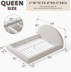 RECCI AirFrame Half-Moon Upholstered Queen Platform Bed Frame, Velvet Curved - Image 2