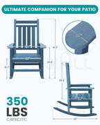 SERWALL Outdoor Rocking Chair, HDPE Rocking Chair - Image 3