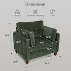 Luxury Oversized Accent Chair Set of 2, 40.9" Upholstered Piping Single - Image 2