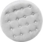 Homepop Home Decor | Upholstered Round Velvet Tufted Foot Rest Ottoman | Ottoman - Image 7