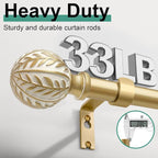 QDWIS Gold Curtain Rods for Windows 66 to 120 inch, Rustic Decorative Drapery - Image 4