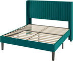 Allewie Full Size Bed Frame/Velvet Upholstered Platform Bed/Vertical Channel - Image 8
