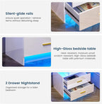 HNEBC Auto LED Nightstand with Wireless Charging Station & USB Ports, High - Image 9