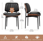 REONEY Dining Chairs Set of 6, Mid-Century Modern Upholstered PU Leather Chairs - Image 2