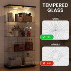 Display Cabinet with Light, Glass Door and Lock, 4-Shelf Fast Installation in - Image 5