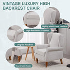 Mid-Century High Wingback Chair, Modern Fabric Accent Chair Armchair - Image 5