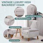 Upholster Accent Armchair & Side Table 2-Piece Set, Chenille Vintage Style - Image 5