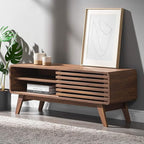 mopio Ensley 46" TV Stand with Slatted Door, Mid Century Modern Entertainment by MopioInc