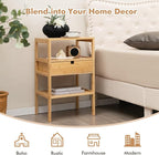 Giantex Bamboo Nightstand, Wood Side Table - Image 7