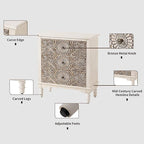 HOMPUS Nightstands Set of 2, Night Stand w Flower Pattern, Bedside Table Set of - Image 7