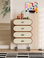 Song Dynasty Inspired Floral Octagon Console Cabinet – Natural Wood Botanical - Image 3