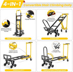 4-in-1 Hand Truck Dolly Heavy Duty Industrial Convertible, 1000 LBS Stair - Image 4