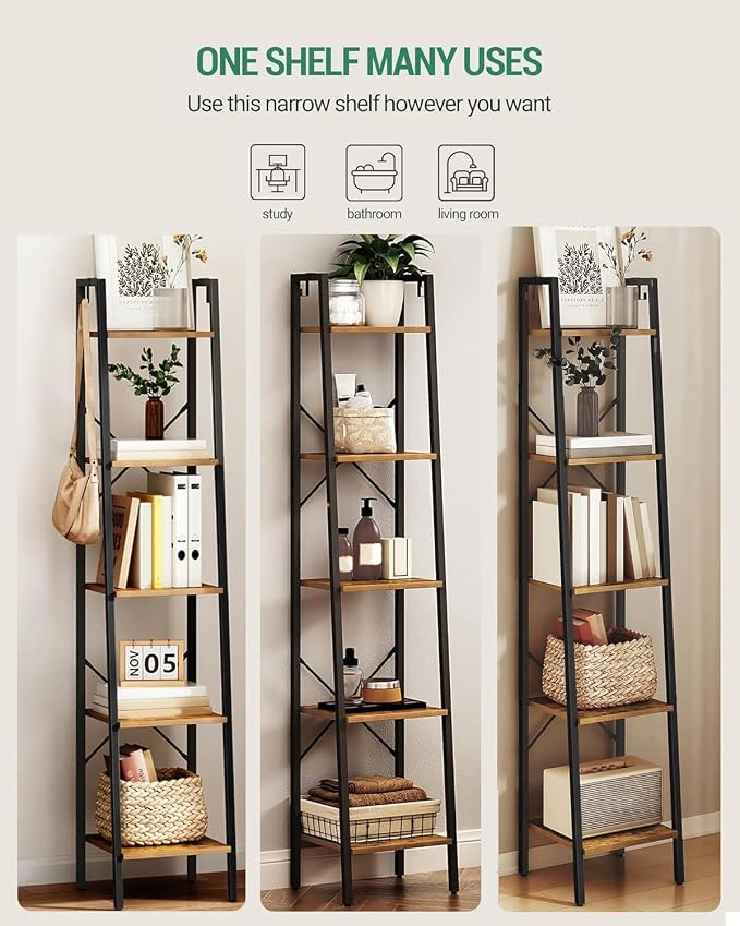 Hzuaneri Ladder Shelf, Bookshelf Bookcase, Freestanding Corner Storage Shelve - Image 4