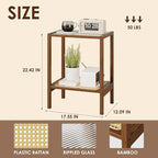 Bamworld Rattan Side Table Living Room Glasstop Night Stand Boho End Table - Image 2