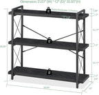 HCHQHS Bookshelf, 3-Tier Industrial Bookcase, Freestanding Horizontal - Image 3