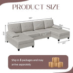 U-Shaped Sectional Couches for Living Room, 4 Seat Sofa - Image 2