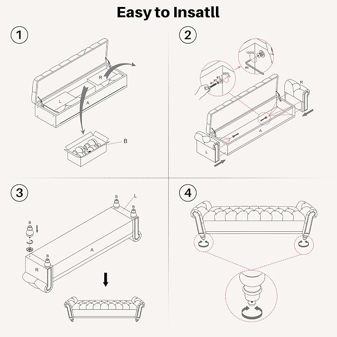 SOFTHION Storage Bench for Bedroom, Upholstered Linen Storage Ottoman - Image 7