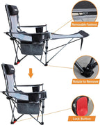 Reclining Camping Chair with Removable Footrest Lounge Chair with Headrest - Image 7