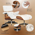 Top Grain Leather, Mid Century Chaise Lounge Chair and Ottoman, Reading Chair - Image 6