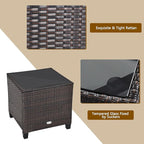 HAPPYGRILL 3 Pieces Patio Conversation Set, Outdoor Furniture Set PE Rattan - Image 5