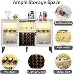 Auromie Wine Bar Cabinet with Led Light, Home Coffee Cabinet with Wine and - Image 4