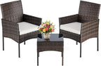 DUMOS 3 Piece Patio Furniture Set, All-Weather Outdoor Wicker Chairs by DumosLifestyle