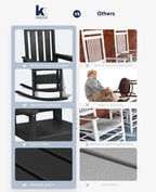 KINGYES Oversized Outdoor Rocking Chair Set of 2, All-Weather Patio Rocking - Image 9