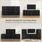 Wooden Dresser with 3 Large Drawers, Modular Media Console Storage Chest of - Image 9