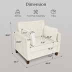 Luxury Oversized Accent Chair Set of 2, 40.9" Upholstered Piping Single - Image 2