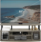 Furinno Jaya Large Entertainment Center Hold up to 55-in TV, French Oak/Black - Image 4