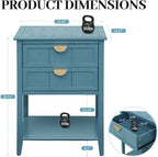 22" Blue Accent Side Cabinets, Modern Wood Sideboard - Image 2
