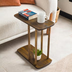 C-Shaped Solid Wood End Table, Side Table by FURNIREM