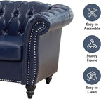 Mid-Century 2 Seater Sofa, Faux Leather Loveseat - Image 4