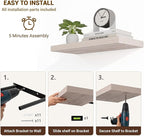Acovy 24 Inch Floating Shelves, 3D Textured Wood Grain, Wooden Shelves - Image 6