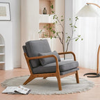 Bonnlo Linen Dark Grey Accent Chairs Set of 2, Upholstered Mid Century Modern - Image 8