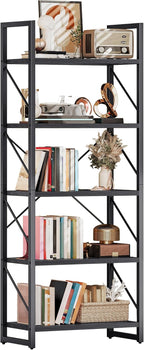 DWVO 5 Tier Bookshelf, Modern Book Shelf Storage Rack Shelves by DWVO