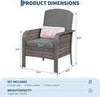 Garvee Outdoor Wicker Chairs, 2 Pieces Patio Furniture Set, All Weather High - Image 2
