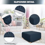 NeColorLife Rectangle Ottoman Cover Jacquard Fabric Slipcover Thick Stretchable - Image 2