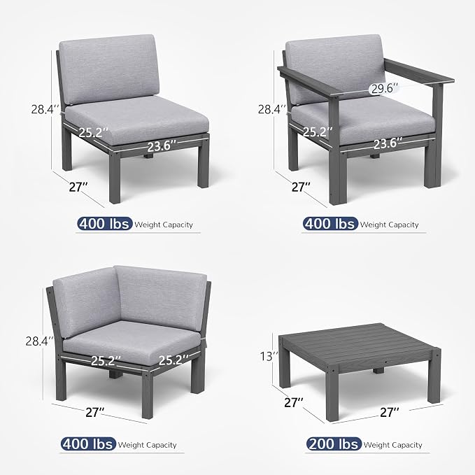 Stoog Modular L-Shaped Sectional Sofa Set, 8-Piece All-Weather Patio Furniture - Image 2