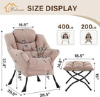 Welnow Lazy Chair with Ottoman, Modern Reading Accent Chair with Armrests and a - Image 3