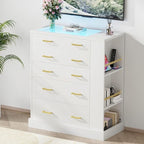 Drawer Dresser with LED Lights and Open Shelves, Modern Tall Chest of Drawers by DesignedforYourHome