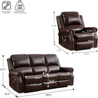 EBELLO 2 Piece Power Faux Leather Recliner Sofa Set, Reclining Living Room - Image 2